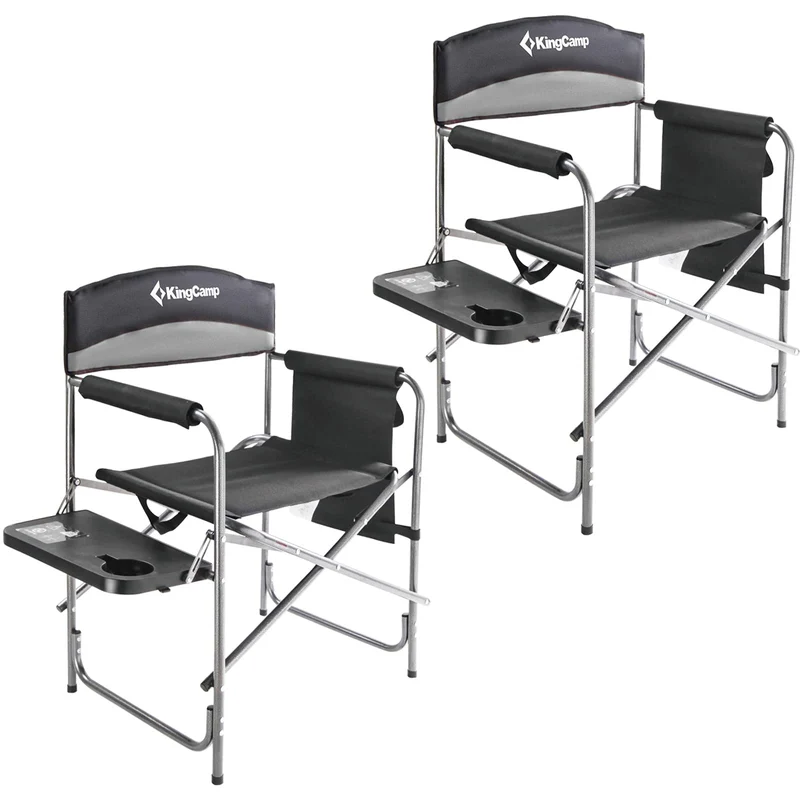 KingCamp ASH B10 Heavy Duty Director's Chair | Oversized 396lb Capacity Camping Chair with Foldable Side Table & Detachable Pocket