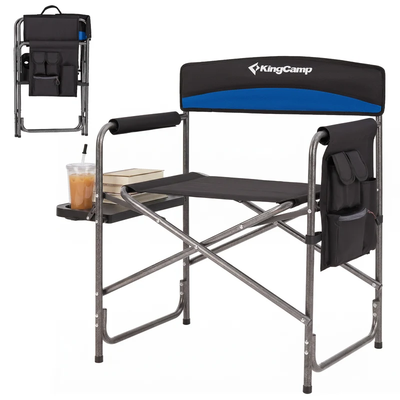 KingCamp ASH B10 Heavy Duty Director's Chair | Oversized 396lb Capacity Camping Chair with Foldable Side Table & Detachable Pocket