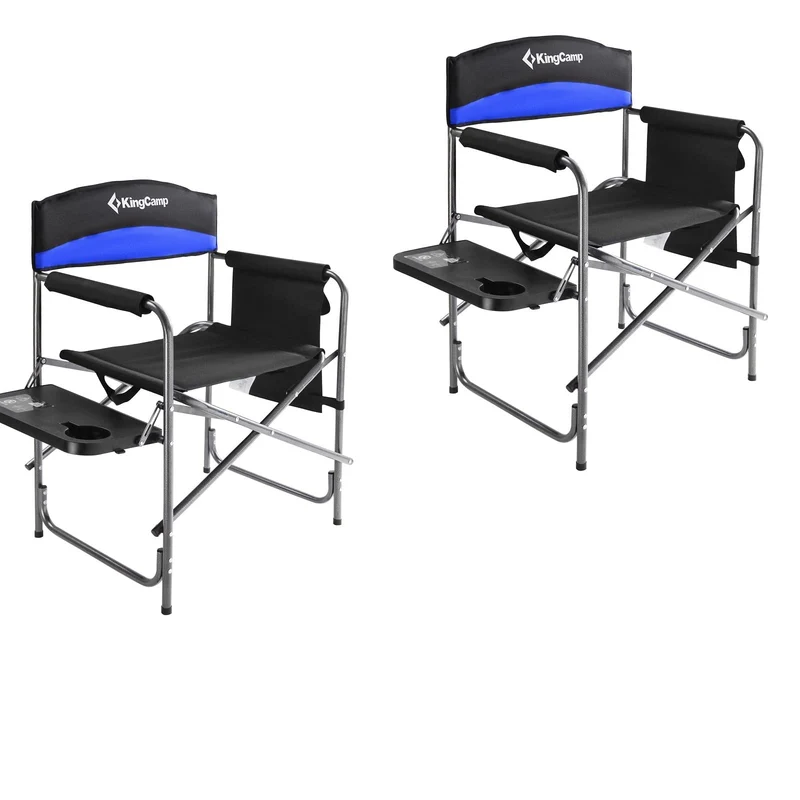 KingCamp ASH B10 Heavy Duty Director's Chair | Oversized 396lb Capacity Camping Chair with Foldable Side Table & Detachable Pocket