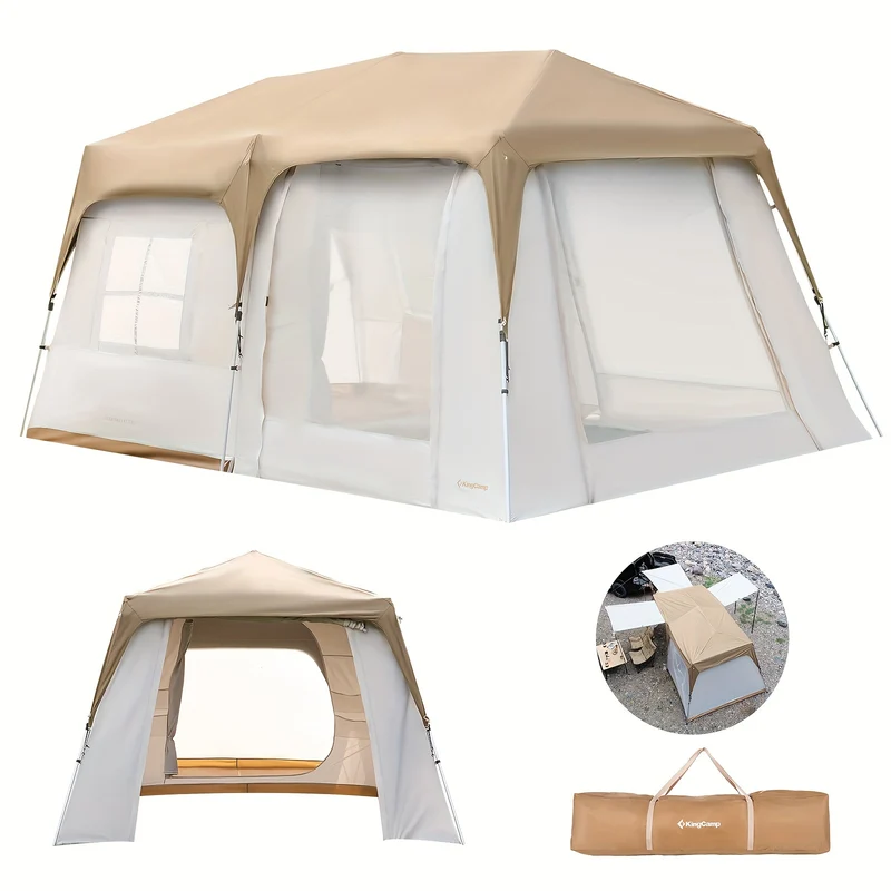 KingCamp MOUNTAIN IN T2 Instant Cabin Tent with Extended Porch