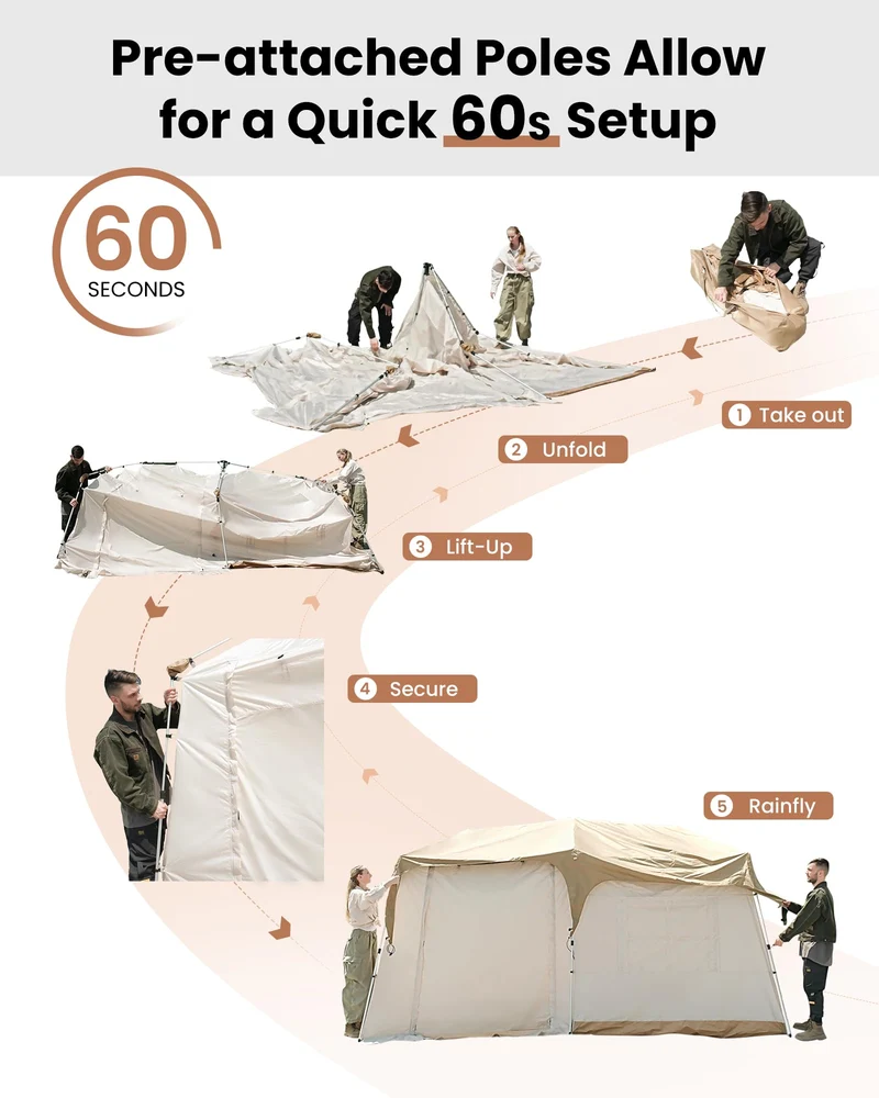 KingCamp MOUNTAIN IN T2 Instant Cabin Tent with Extended Porch