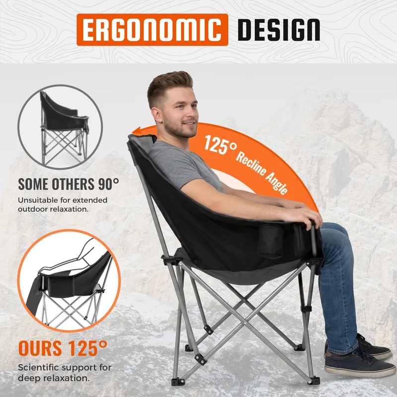 KingCamp Folding Sofa Chair | Padded Camping Chair with Cooler Armrest, Cup Holder, 300lb Capacity Portable Outdoor Couch