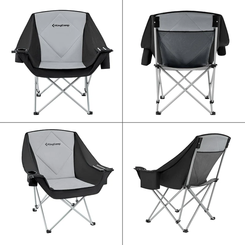 KingCamp Folding Sofa Chair | Padded Camping Chair with Cooler Armrest, Cup Holder, 300lb Capacity Portable Outdoor Couch