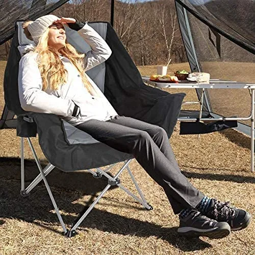 KingCamp Folding Sofa Chair | Padded Camping Chair with Cooler Armrest, Cup Holder, 300lb Capacity Portable Outdoor Couch