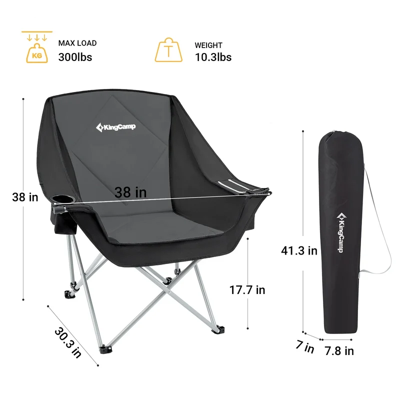 KingCamp Folding Sofa Chair | Padded Camping Chair with Cooler Armrest, Cup Holder, 300lb Capacity Portable Outdoor Couch