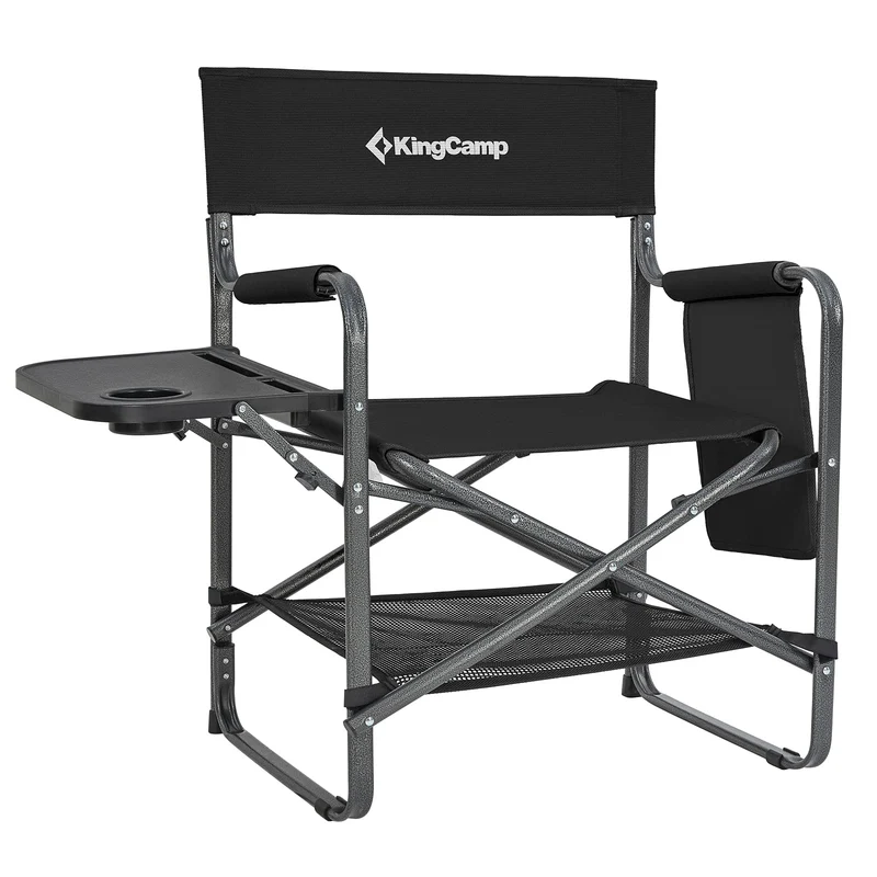 KingCamp Padded Outdoor Folding Director Chair with Side Table
