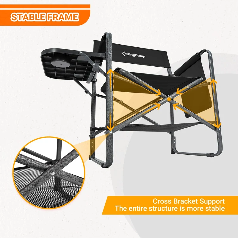KingCamp Padded Outdoor Folding Director Chair with Side Table