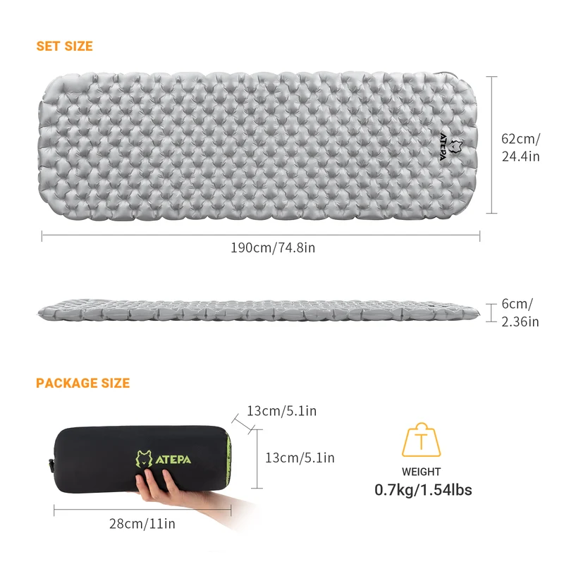ATEPA HALOES 5.0 Air Pad Insulated Inflating Sleeping Pad R-Value 3