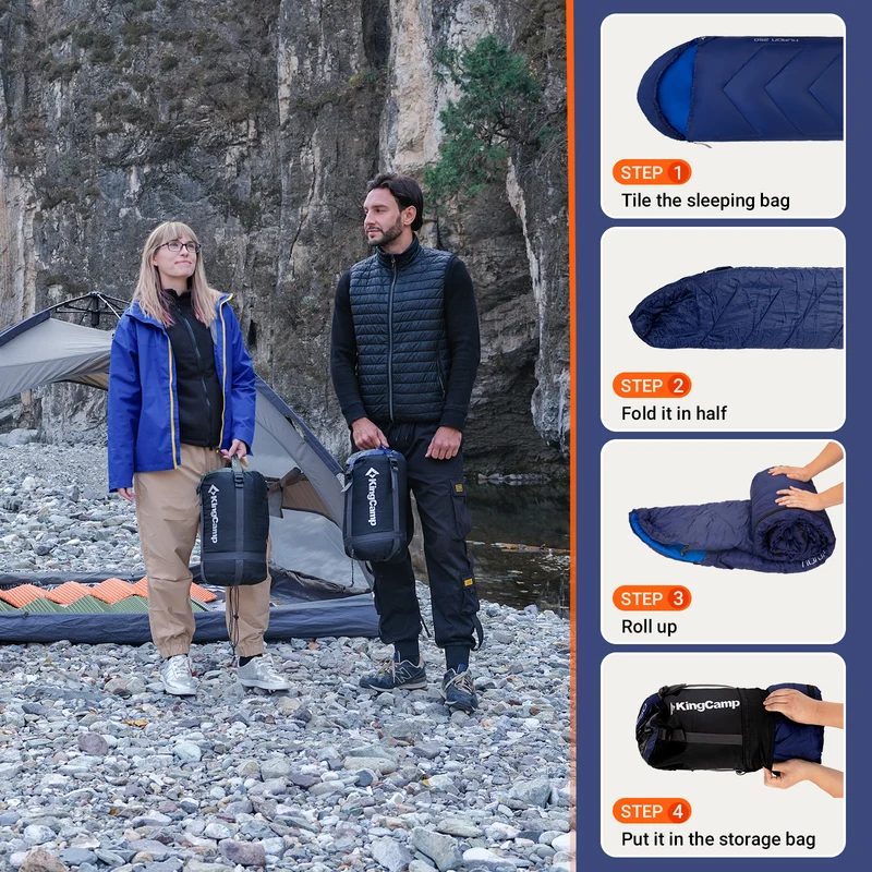 KingCamp HURON 250 Sleeping Bag | 3-Season Envelope Bag with Hood
