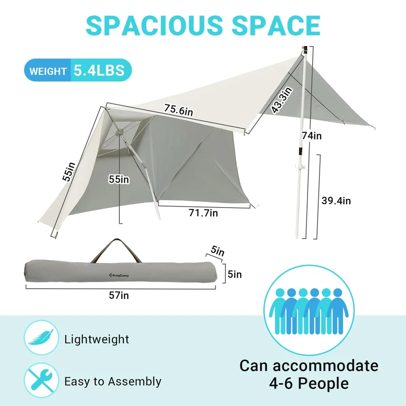 KingCamp 2-in-1 Beach Umbrella and Beach Shade Canopy