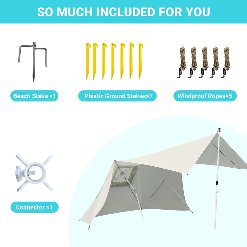 KingCamp 2-in-1 Beach Umbrella and Beach Shade Canopy