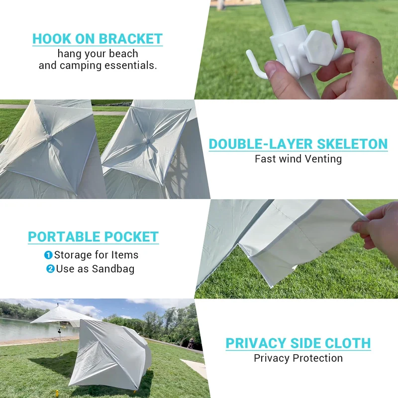 KingCamp 2-in-1 Beach Umbrella and Beach Shade Canopy