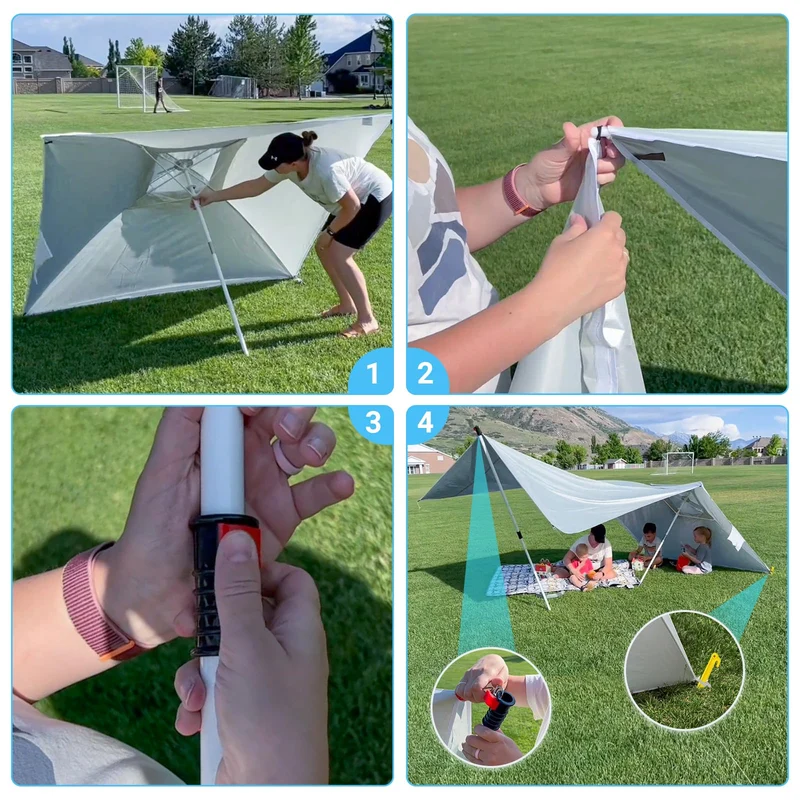 KingCamp 2-in-1 Beach Umbrella and Beach Shade Canopy