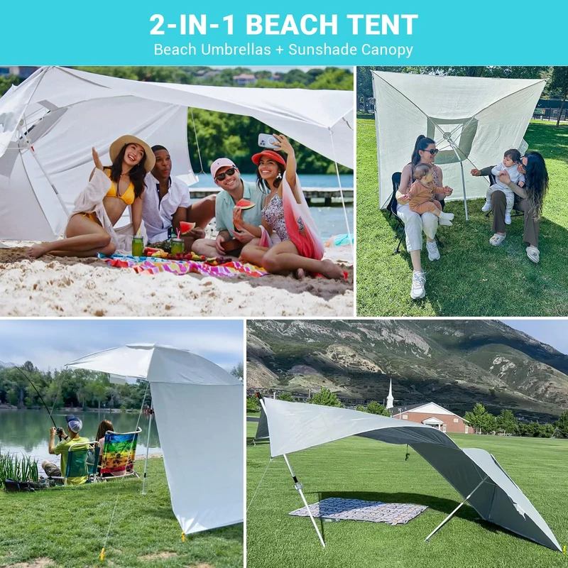 KingCamp 2-in-1 Beach Umbrella and Beach Shade Canopy