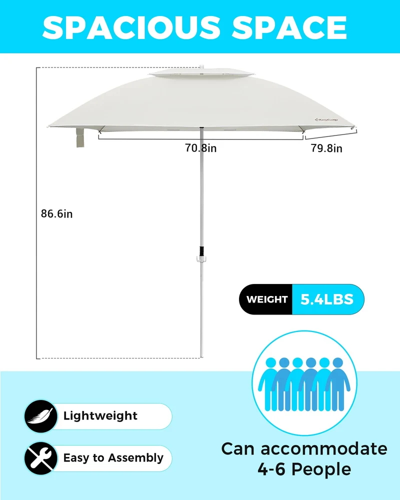 KingCamp 2-in-1 Beach Umbrella and Beach Shade Canopy