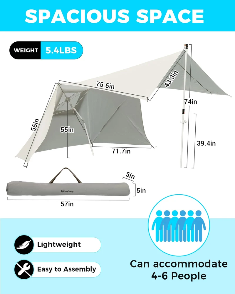 KingCamp 2-in-1 Beach Umbrella and Beach Shade Canopy
