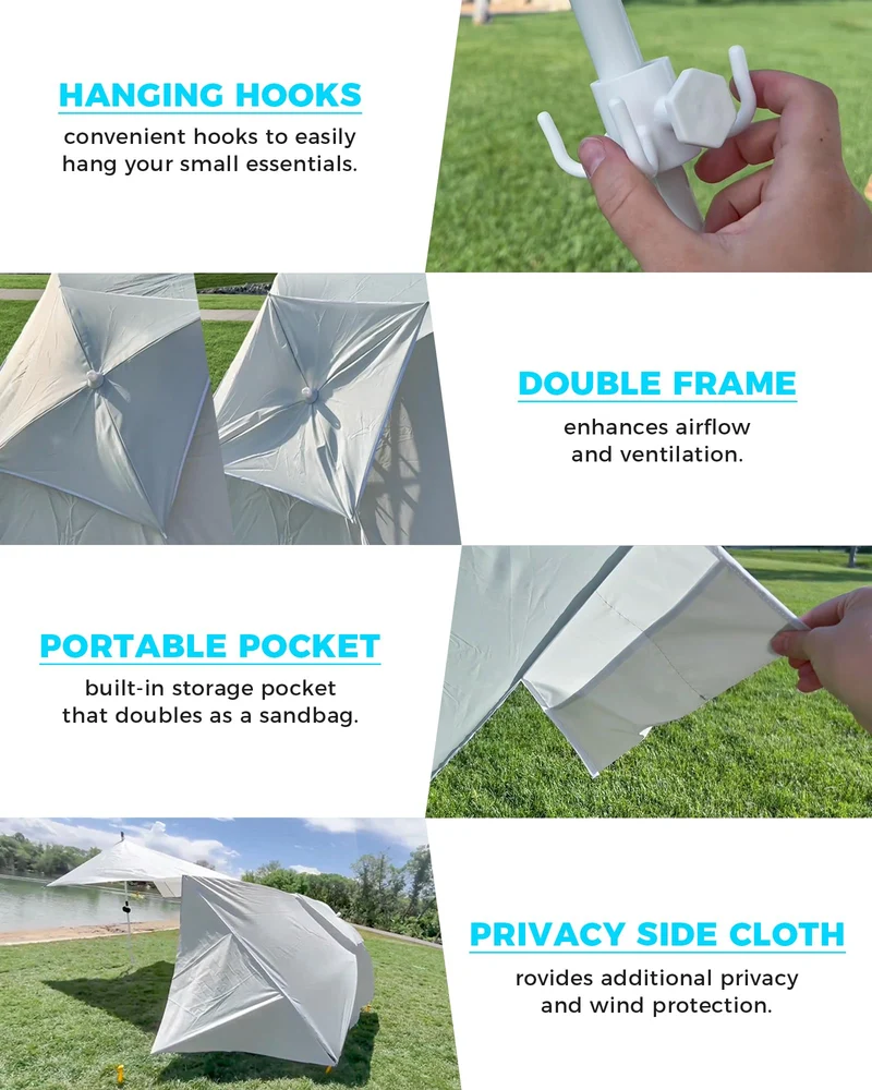 KingCamp 2-in-1 Beach Umbrella and Beach Shade Canopy