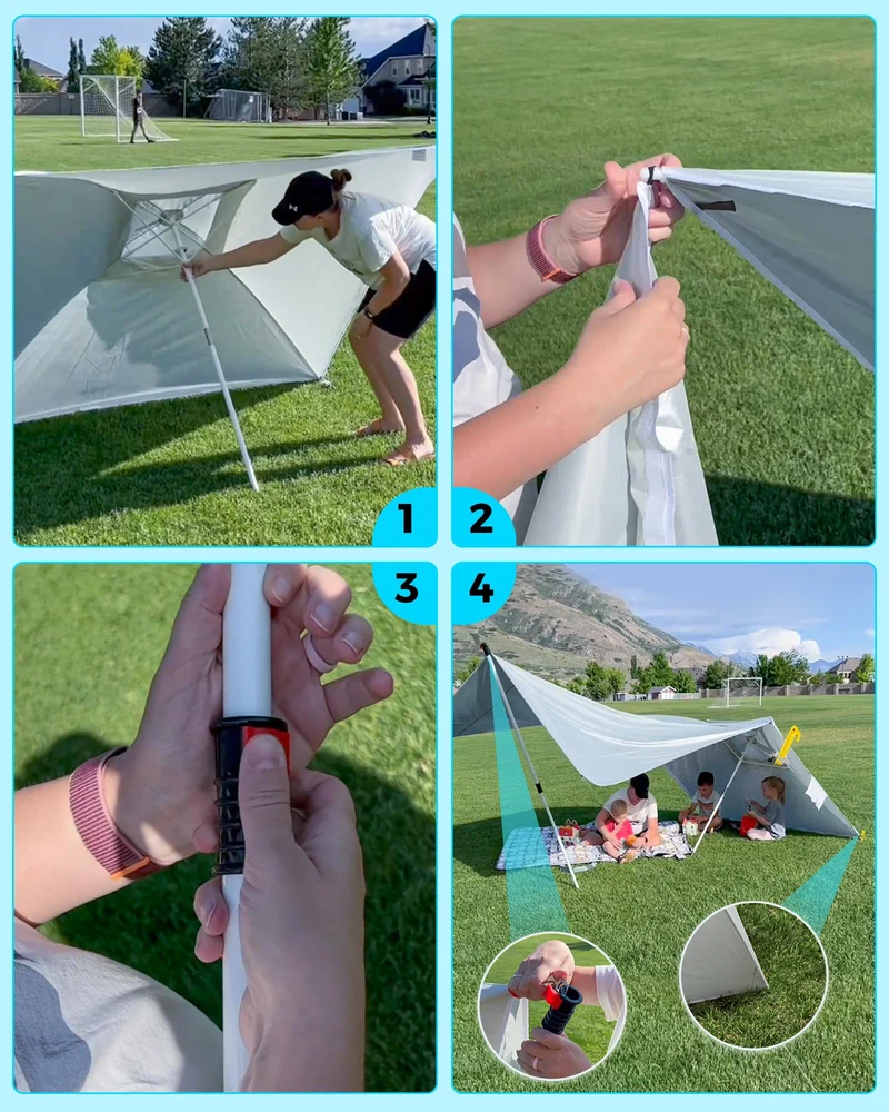 KingCamp 2-in-1 Beach Umbrella and Beach Shade Canopy