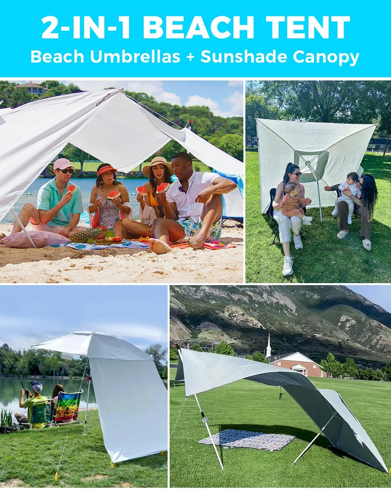 KingCamp 2-in-1 Beach Umbrella and Beach Shade Canopy