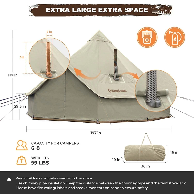 KingCamp KHAN 8-10 Person Camping Hot Tent