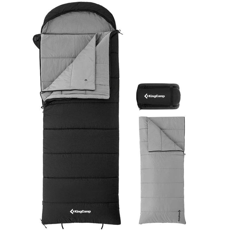 KingCamp KAUAI 400 32°F 3-in-1 Sleeping Bag with Removable Blanket, Flannel Lining Hooded Camping Sleeping Bag