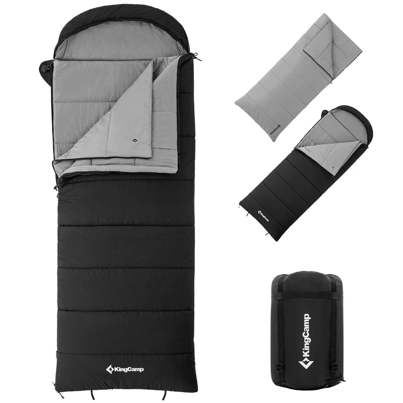 KingCamp KAUAI 400 32°F 3-in-1 Sleeping Bag with Removable Blanket, Flannel Lining Hooded Camping Sleeping Bag