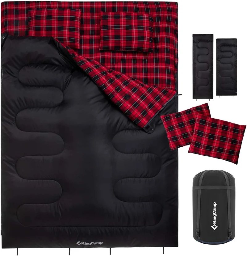 KingCamp SNOWFLAKE 300D Sleeping Bag-Envelope Double with 2 Pillows