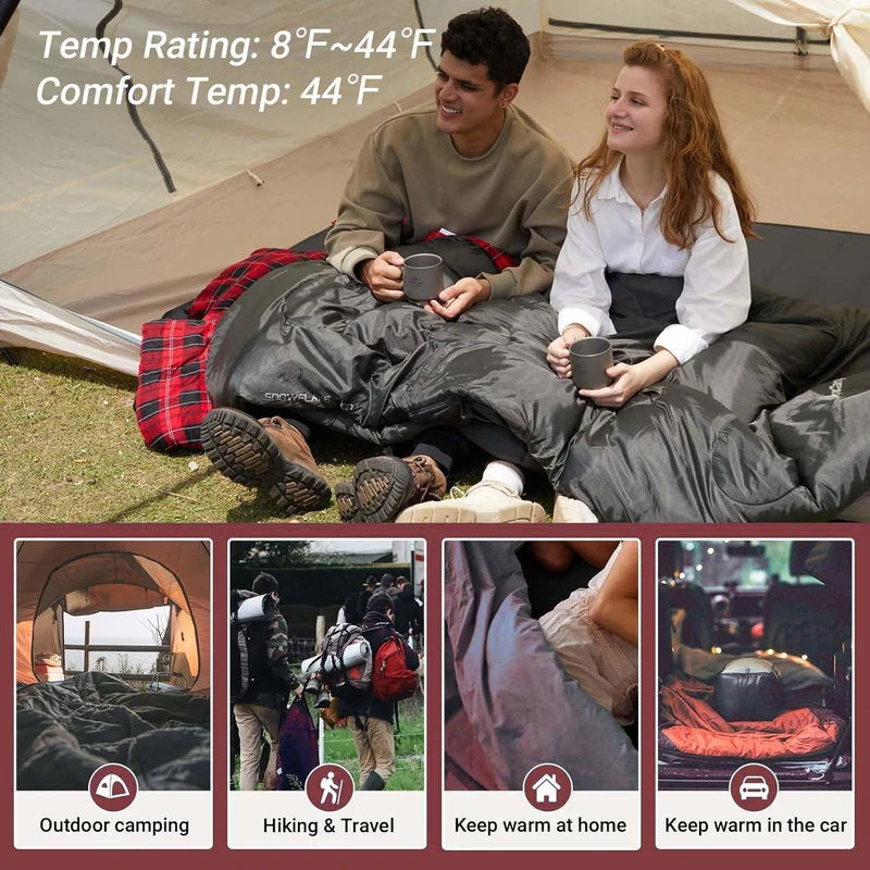 KingCamp SNOWFLAKE 300D Sleeping Bag-Envelope Double with 2 Pillows