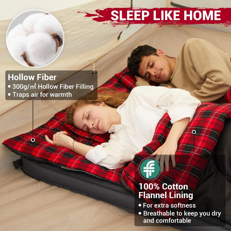 KingCamp SNOWFLAKE 300D Sleeping Bag-Envelope Double with 2 Pillows