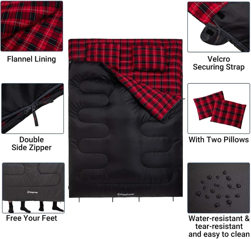 KingCamp SNOWFLAKE 300D Sleeping Bag-Envelope Double with 2 Pillows