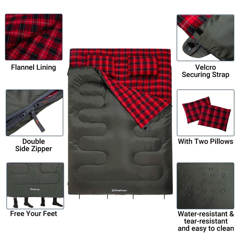 KingCamp SNOWFLAKE 300D Sleeping Bag-Envelope Double with 2 Pillows