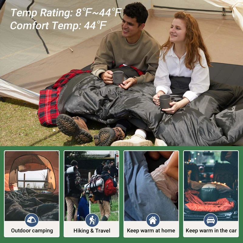 KingCamp SNOWFLAKE 300D Sleeping Bag-Envelope Double with 2 Pillows