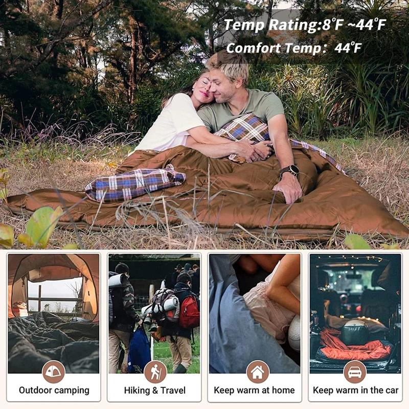 KingCamp SNOWFLAKE 300D Sleeping Bag-Envelope Double with 2 Pillows