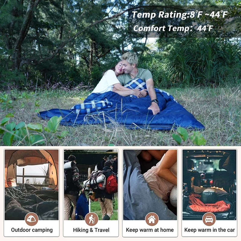 KingCamp SNOWFLAKE 300D Sleeping Bag-Envelope Double with 2 Pillows