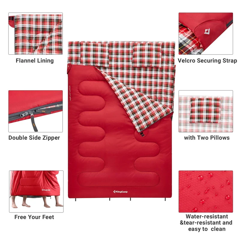 KingCamp SNOWFLAKE 300D Sleeping Bag-Envelope Double with 2 Pillows