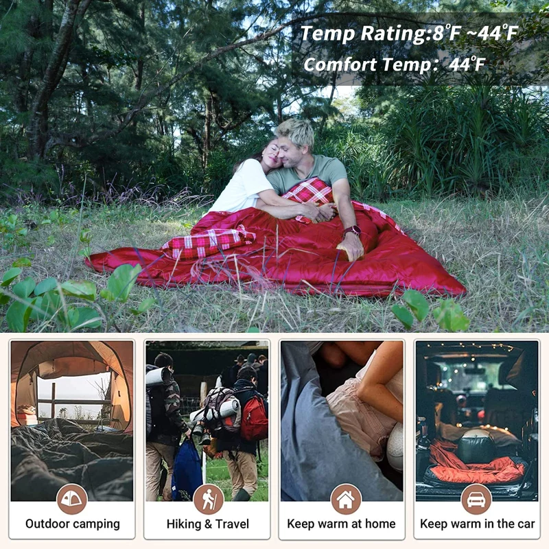 KingCamp SNOWFLAKE 300D Sleeping Bag-Envelope Double with 2 Pillows