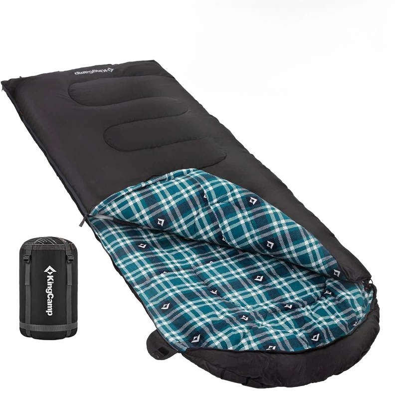 KingCamp CLOUDY 300 Flannel Lined Sleeping Bag – 300g Insulated, Waterproof & Extra Wide
