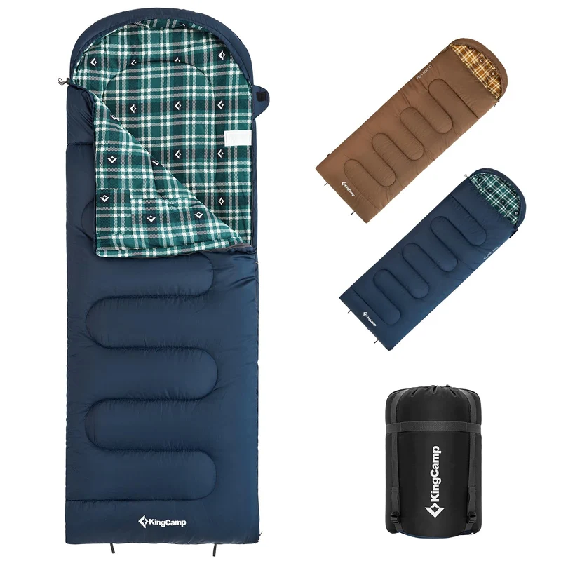 KingCamp CLOUDY 300 Flannel Lined Sleeping Bag – 300g Insulated, Waterproof & Extra Wide
