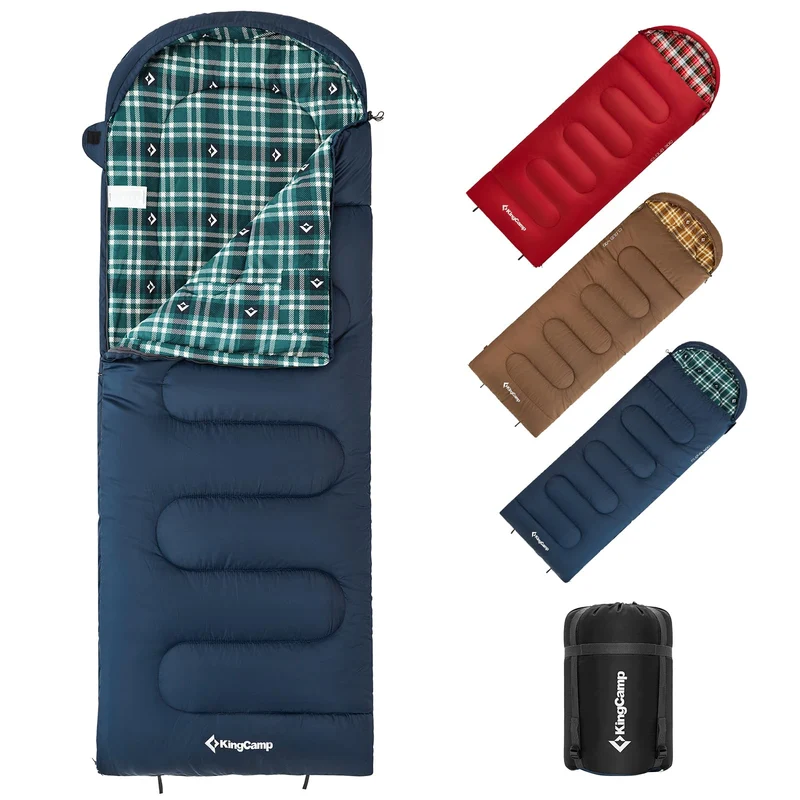 KingCamp CLOUDY 300 Flannel Lined Sleeping Bag – 300g Insulated, Waterproof & Extra Wide