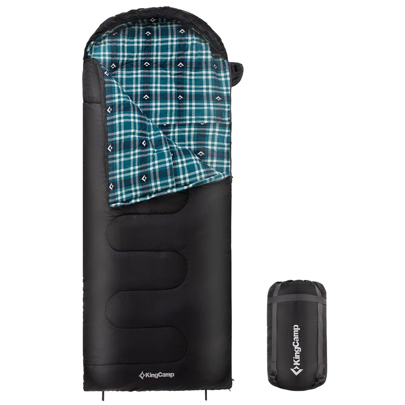 KingCamp CLOUDY 300 Flannel Lined Sleeping Bag – 300g Insulated, Waterproof & Extra Wide