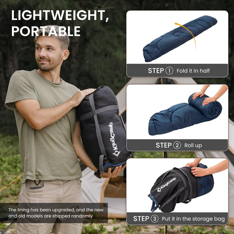 KingCamp CLOUDY 300 Flannel Lined Sleeping Bag – 300g Insulated, Waterproof & Extra Wide
