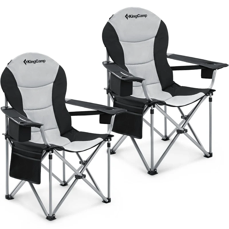 KingCamp JUNIPER C10 PLUS Heavy Duty Folding Camping Chair | 550lb Capacity Oversized Camp Chair with Lumbar Support