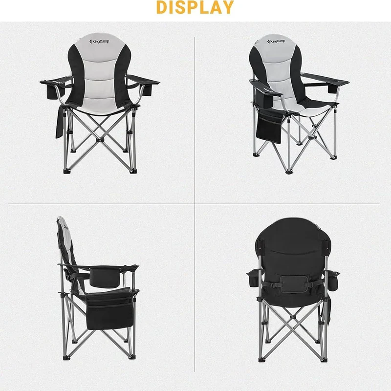 KingCamp JUNIPER C10 PLUS Heavy Duty Folding Camping Chair | 550lb Capacity Oversized Camp Chair with Lumbar Support