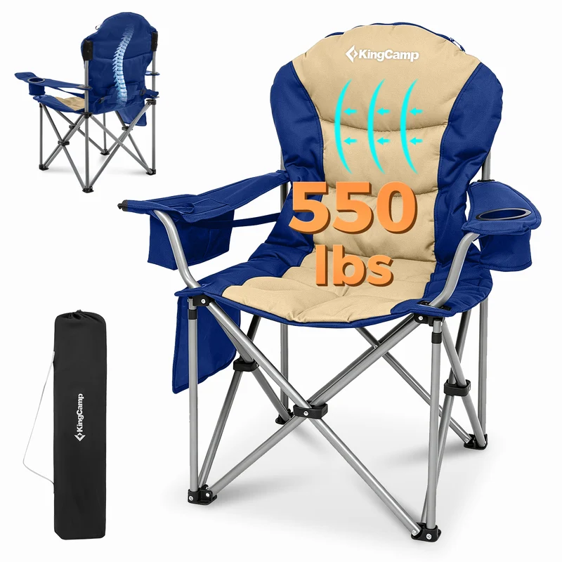 KingCamp JUNIPER C10 PLUS Heavy Duty Folding Camping Chair | 550lb Capacity Oversized Camp Chair with Lumbar Support