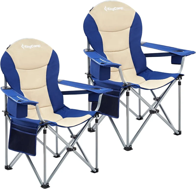 KingCamp JUNIPER C10 PLUS Heavy Duty Folding Camping Chair | 550lb Capacity Oversized Camp Chair with Lumbar Support
