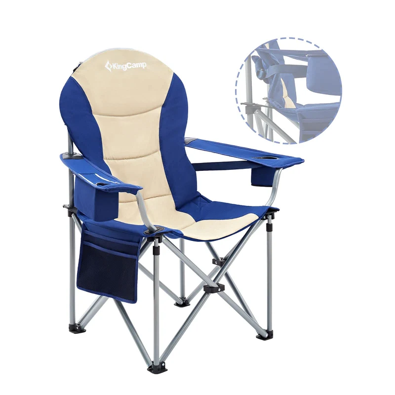 KingCamp JUNIPER C10 PLUS Heavy Duty Folding Camping Chair | 550lb Capacity Oversized Camp Chair with Lumbar Support