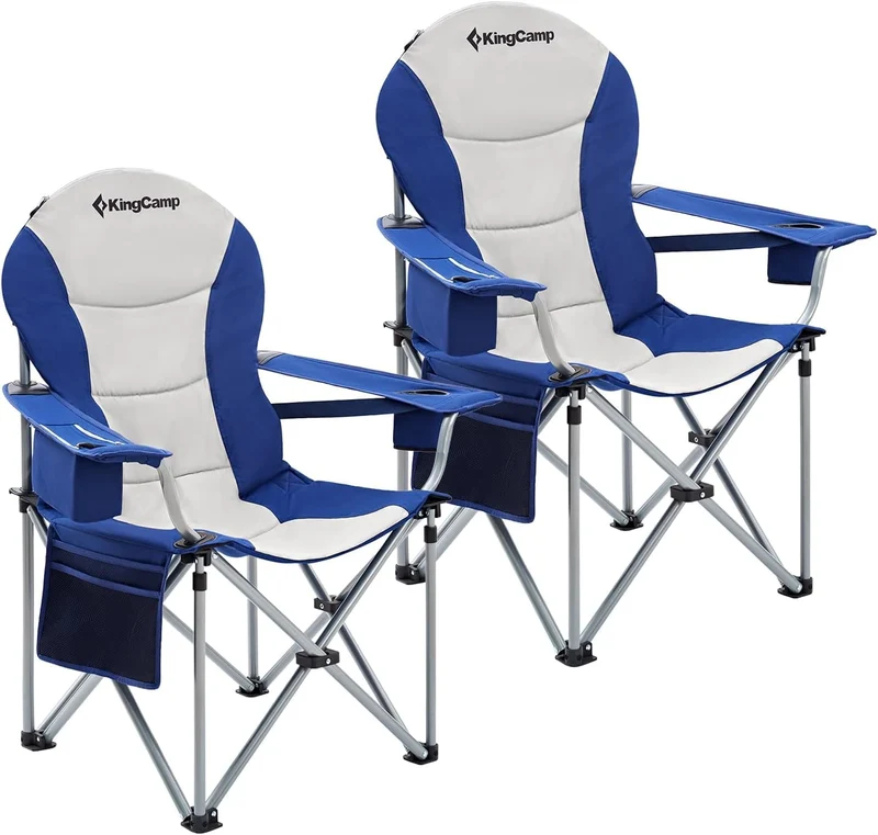 KingCamp JUNIPER C10 PLUS Heavy Duty Folding Camping Chair | 550lb Capacity Oversized Camp Chair with Lumbar Support