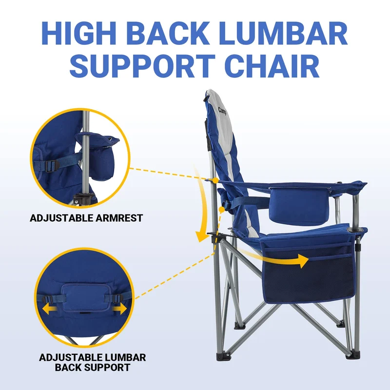KingCamp JUNIPER C10 PLUS Heavy Duty Folding Camping Chair | 550lb Capacity Oversized Camp Chair with Lumbar Support