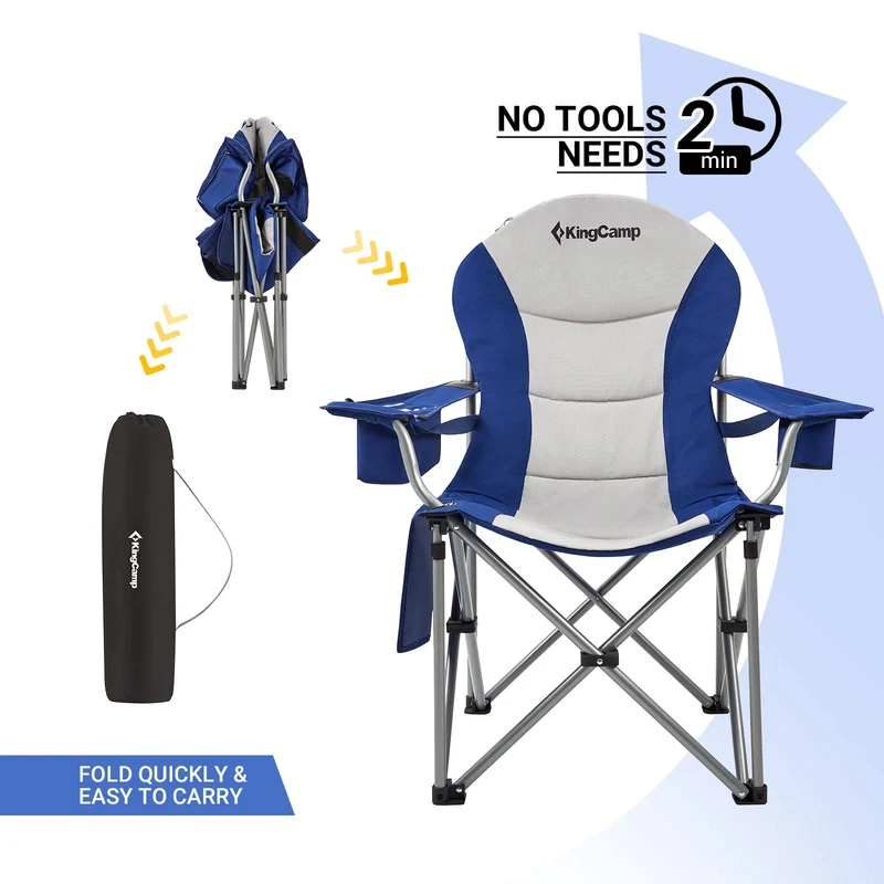 KingCamp JUNIPER C10 PLUS Heavy Duty Folding Camping Chair | 550lb Capacity Oversized Camp Chair with Lumbar Support