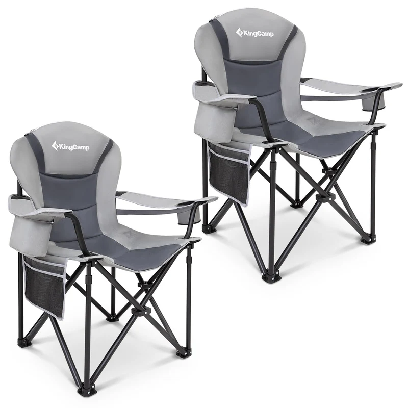 KingCamp JUNIPER C10 PLUS Heavy Duty Folding Camping Chair | 550lb Capacity Oversized Camp Chair with Lumbar Support